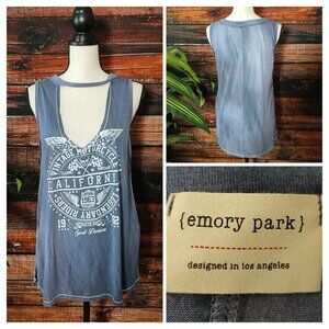 Emory Park Vintage Tank Top Small Oversized Rocker Tee Rayon Motorcycle US Made